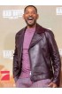 Bad Boys for Life Will Smith Maroon Leather Jacket in Biker Style